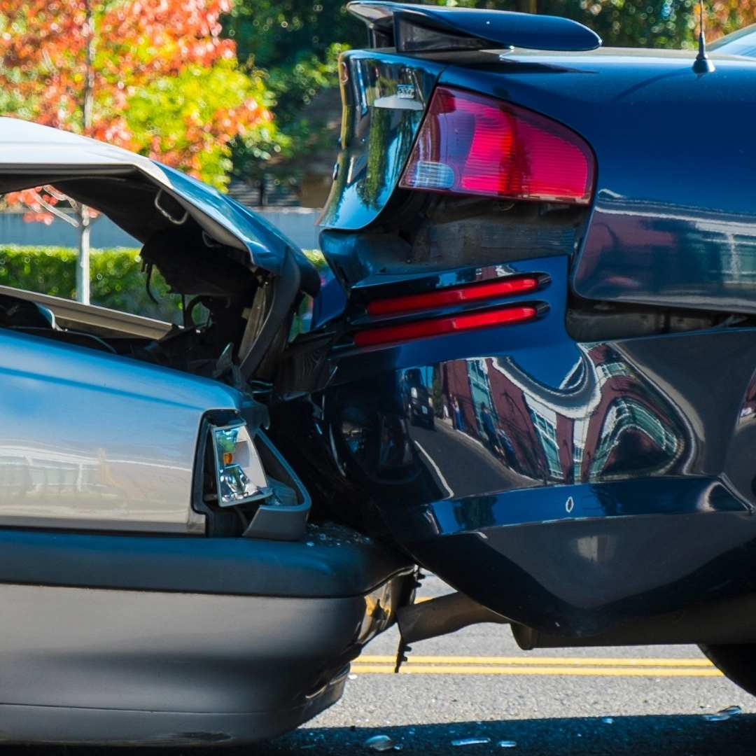 two cars rear-end Collision